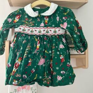 Green Holiday Baby Dress with White Collar